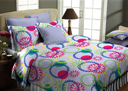 Superspun Vivero Polycotton Double Bedsheet with 2 Pillow Covers - Lavender