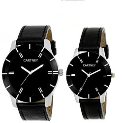 Cartney Combo of 2 Analogue Black Dial Mens and Womens Watches-Mw3321