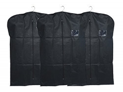 Kuber Industries™ Men's Coat Blazer cover Foldover Breathable Garment Bag Suit cover Set of 3 Pcs- Black