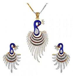 Youbella Multicolor Metal Pendant Necklace With Earrings For Women & Girls