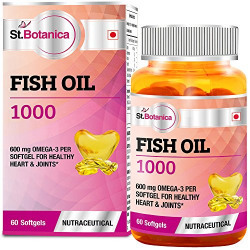 St.Botanica Fish Oil 1000 mg (Double Strength) with 600 mg Omega 3 (330mg EPA, 220mg DHA) - 60 Softgels