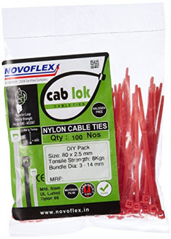 Novoflex CP 80 ES_100_RD Cable Ties 80mm, Red, Pack of 100