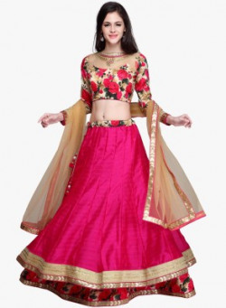 Chamunda Enterprise Embroidered Women's Lehenga, Choli and Dupatta Set