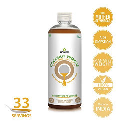 Unived Raw Brewed Coconut Vinegar with Mother of Vinegar, Unpasteurized, 500ml