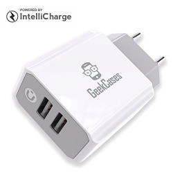 Geekcases 2 USB Ports/2.1A Wall Charger Adapter With 11 Watts For Samsung, Apple, Vivo, Oppo, Motorola, Xiaomi, Gionee, HTC (Without Micro USB Cable)
