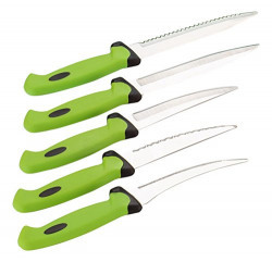 Amiraj Double Mould Plastic Knife Set, Set of 5, White/Green