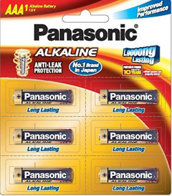Panasonic Alkaline LR03TDG/6B 1.5V AAA Battery (Multicolor)