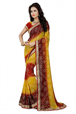 Glory Sarees Georgette Saree (Vnbandhej_Yellow And Red)
