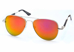 Stacle Flash Mirror Rubber Temple Pilot Sunglasses (ST10502|56|Red Mirrored Lens)