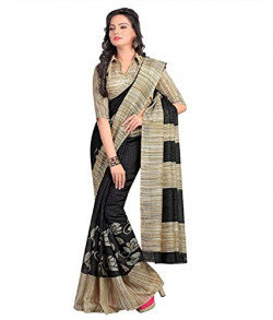 Ewows Women's Silk Saree With Blouse Piece (Syb1006_Black)