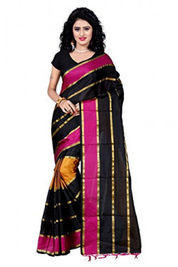 Trendz Women's Tassar Silk Saree With Blouse Piece(Tz_Patta_Pink_Pink_Free Size)
