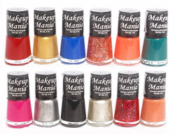 Makeup Mania Trendy Colors Nail Enamels - Black, Silver, Blue, Green, Red, Golden & Many More Nail Polish in Combo of 12 Pcs (Nail Paint Set # 79)