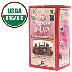 Pride Of India Stress Relief Herbal Tea, 25 Tea Bags [USDA Organic & Fairtrade Certified]