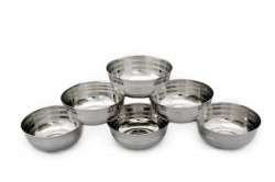 Hazel Stainless Steel Small Bowl, Silver, 6 Pieces