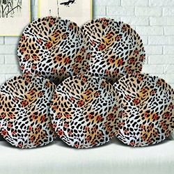 Lion skin pattern round cushion cover with filler 16 X 16 (Set of 5) by Aart Store