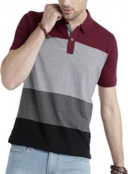 Cartyshop Striped Men's Polo Neck Multicolor T-Shirt