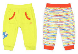 FS Mini Klub Baby Boys' Pants - Pack of 2 (89829E MU_3-6M, Multi-Coloured, 3-6M)