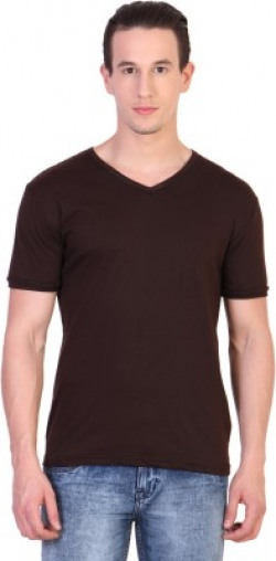 Katso Solid Men's V-neck Brown T-Shirt