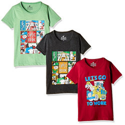 Fort Collins Boys' T-Shirt (Pack of 3) (701_Green, Grey and Mehroon_4 - 5 Years)