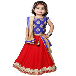 Najara Fashion Red Silk & Blue Printed Silk Lehnga Choli Set