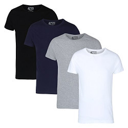 Aventura Outfitters Men's Round Neck Half Sleeve Multi Color Solid T-Shirts- Pack of 4 - L (AO11-L)