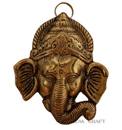 DreamKraft White Metal Gold Plated Half Trunk Ganesh wall Hanging for Home Décor