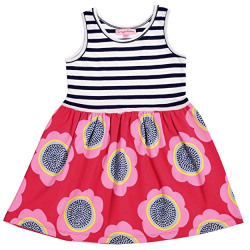 CrayonFlakes Kids Wear for Girls 100% Cotton Sleeveless Printed Frock Dress