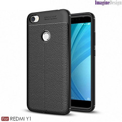 Back Case For REDMI Y1 – WOW Imagine(TM)   Premium Leather Design   Textured [Slim Body] Flexible Shockproof 'Affordable Style with Protection' Grip Back Case Cover For XIAOMI MI REDMI Y1 (November 2017 Launch) - Pitch Black