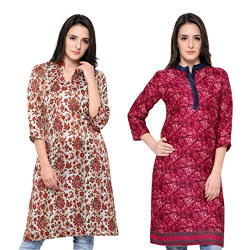 Eternal Women's Printed Pashmina Knee-Length Kurti With Pocket in Combo( TSFPS-CMB_L, Large)