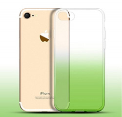 Amozo® Gradient Soft Silicone Transparent Back Cover Case for Apple iPhone 7, Green