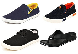 Maddy Perfect Combo of Sneaker, Loafer & Slipper for Men Pack of 4 in Various Sizes (6)