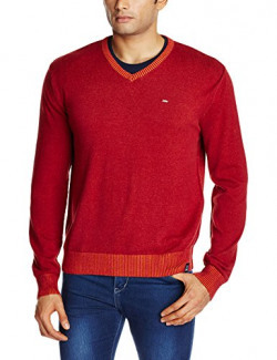 Lee Men's Cotton Sweater (8907222304270_LESW1801_Large_Wine Mel)