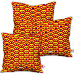 Indibni Home Decor Bohemian Geometric Design Orange Throw Pillow Cushion Cover 12x12 Set of 3 with Filler - Decoration for Living Room, New Year Gifts, Wedding Gift, Xmas, Halloween, Decorative Cushions for Car