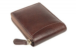 iMEX Men's Cherry Brown Round Zipper Genuine Leather Wallet…