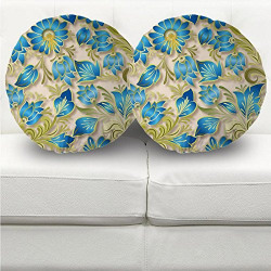 Extremely good floral pattern round cushion cover with filler 16 X 16 (Set of 2) by Aart Store