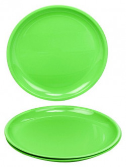 Signoraware Round Plastic Half Plate Set, Set of 3, Parrot Green