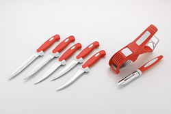 Amiraj Plastic Cutting Tools Set, 7-Pieces, White/Red