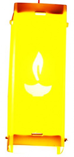 Lexton DPL-18 4-Watt Square Lamp Shade with Diya Impression (Yellow)