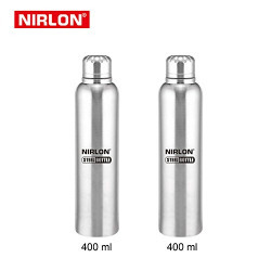 Nirlon Stainless Steel Water Bottle Set, 2-Pieces, Silver (F_Bottle Set_2_400ML)