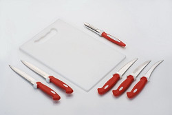 Amiraj Plastic Cutting Tool Set, 7-Pieces, White/Red