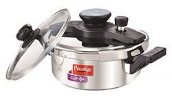 Prestige Clip On Stainless Steel Pressure Cooker with Glass Lid, 3 Litres, Silver