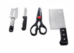 GTC Professional 4 in 1 Stainless Steel Kitchen Knife Set 1 Knife, 1 Scissor 1 cleaver & 1 Peeler - Color May Vary ( IT N - 842 )
