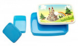 Signoraware Castle Plastic Lunch Box Set, 2-Pieces, Blue