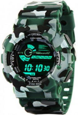 Addic Multicolor Dial Army Green Strap Digital sports Watch For Men's