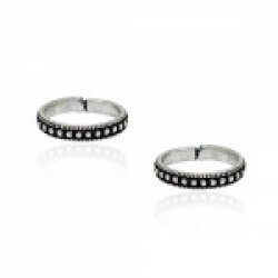Frabjous Lovely Silver Plain Adjustable German Silver Toe Ring for Women