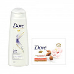 Dove Daily Shine Shampoo, 340ml with Almond Cream Beauty Bathing Bar, 100g (Pack of 3)