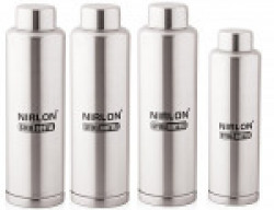 Nirlon Stainless Steel Water Bottle Set, 4-Pieces, Silver (FB_1000_1000_1000_650)
