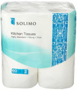 Amazon Brand - Solimo 2 Ply Kitchen Towel Paper Roll - 4 Rolls (168 gm/roll)