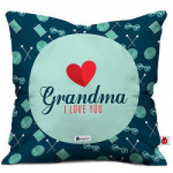 Indigifts Grandparents Special Grandma I Love You Blue Cushion Cover 12x12 inch with Filler - Gift for Grandmother-Grandma-Dadi-Birthday-Anniversary