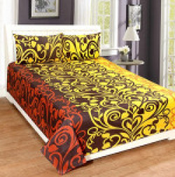 Home Elite Ethnic Print Polycotton Double Bedsheet With 2 Pillow Covers , Multicolor